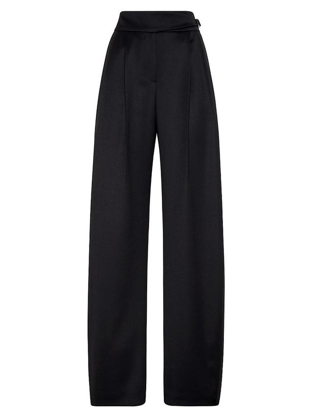 Womens Virgin Wool Satin Loose Tuxedo Trousers Product Image