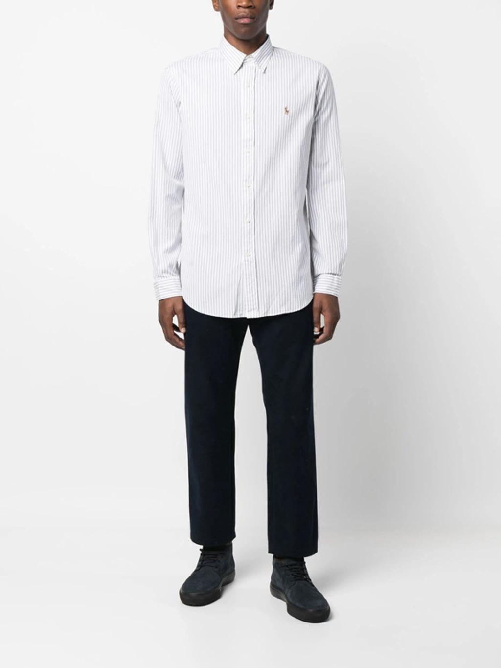 Striped Button-down Shirt In Gray Product Image