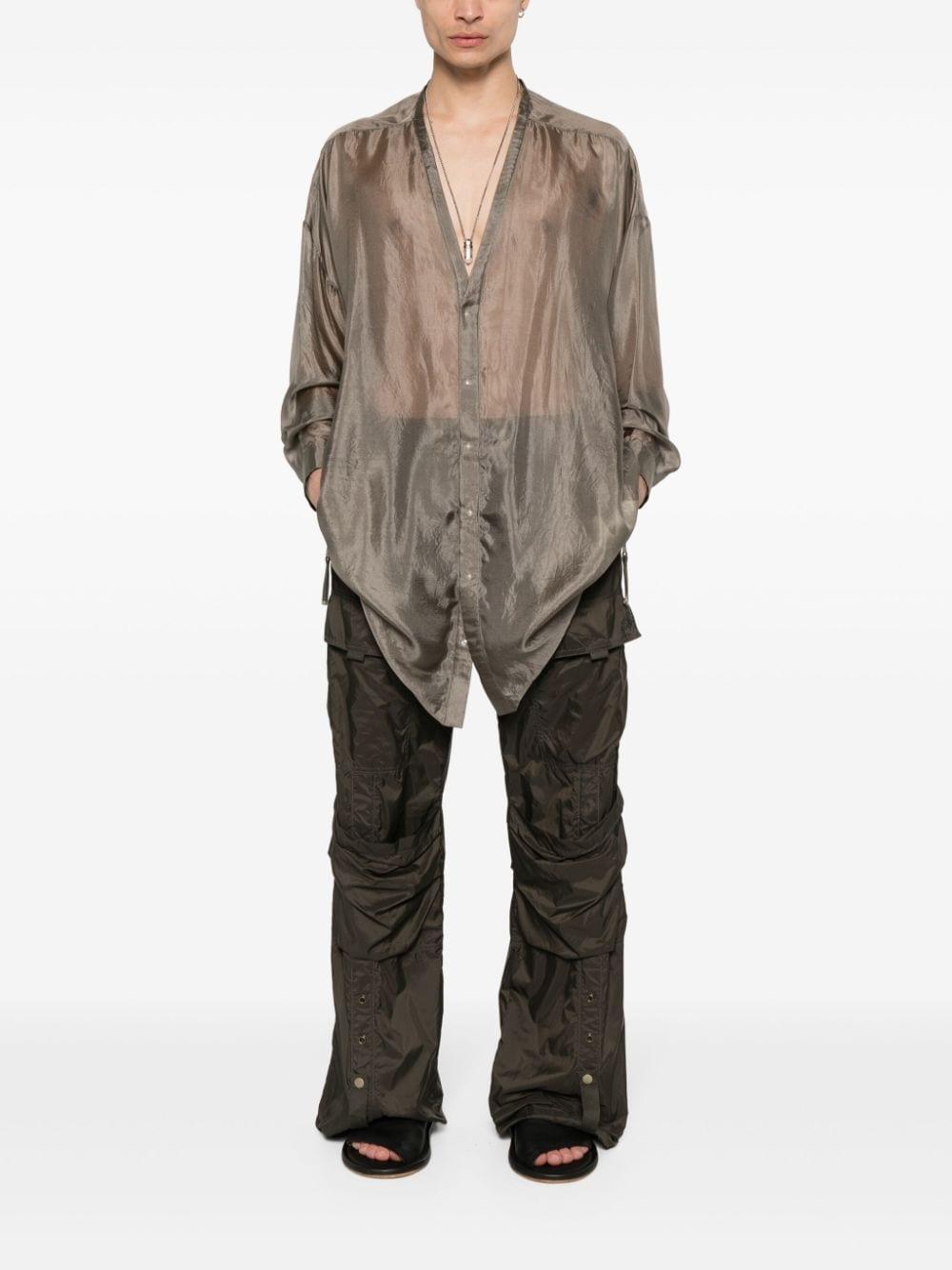 RICK OWENS Larry Sheer Silk Shirt In Patterned Grey Product Image