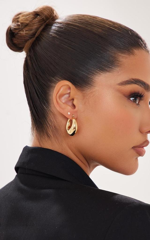 Real Gold Plated Thick Tubular Hoop Earrings Product Image