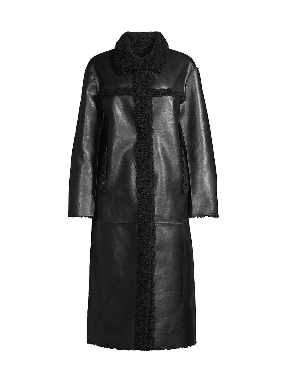 Womens Tilly Faux Leather & Shearling Coat Product Image