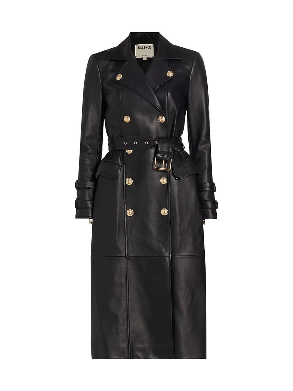 Womens Celina Leather Trench Coat Product Image