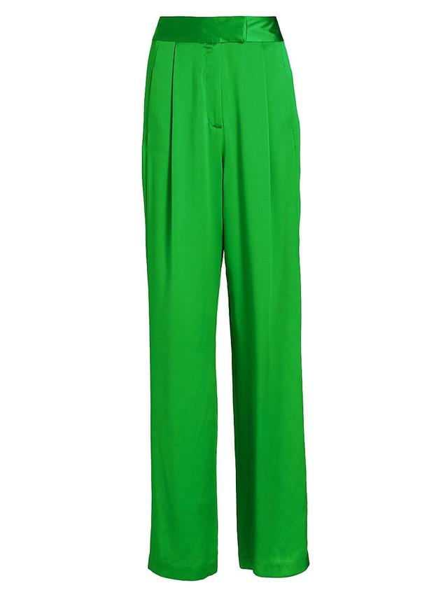 Womens Wide-Leg Silk Trousers Product Image