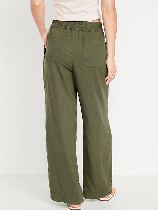 High-Waisted Linen-Blend Wide-Leg Pants Product Image