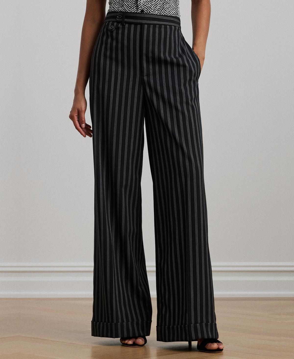 Lauren Ralph Lauren Womens Striped Wool-Blend Twill Wide-Leg Pants product image