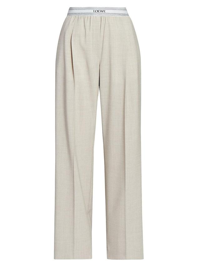 Womens Pleated Wool-Blend Logo Trousers Product Image