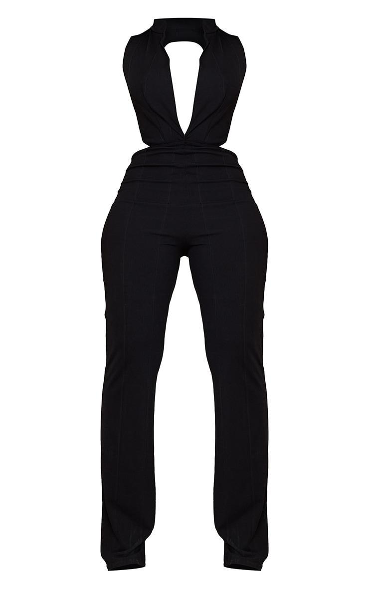 Shape Black Bandage Halterneck Backless Wide Leg Jumpsuit Product Image