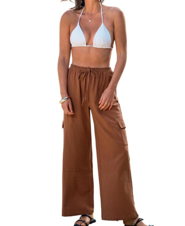 Cupshe Womens Brown Wide Leg Utility Pants Product Image