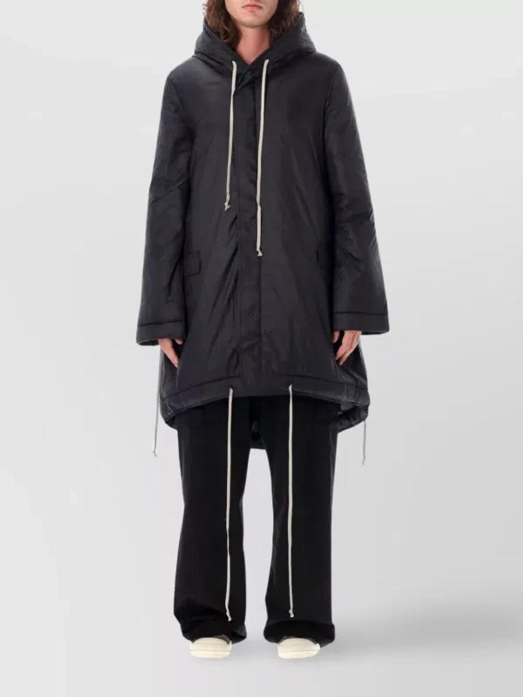 RICK OWENS DRKSHDW Black Hooded Denim Coat In 09 Black Product Image