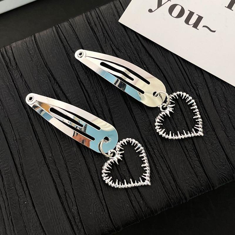 Set of 2: Heart Pendant Alloy Hair Clip Product Image