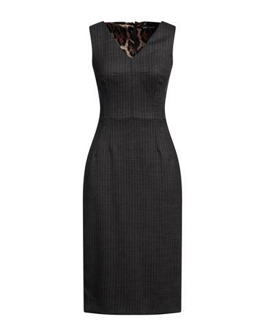 DOLCE & GABBANA Woman Midi Dress Lead Size 14 Virgin Wool, Elastane In Grey Product Image