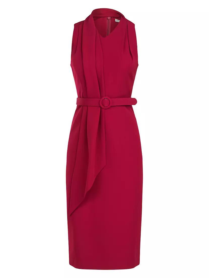 Annika Crepe Belted Sleeveless Midi-Dress Product Image