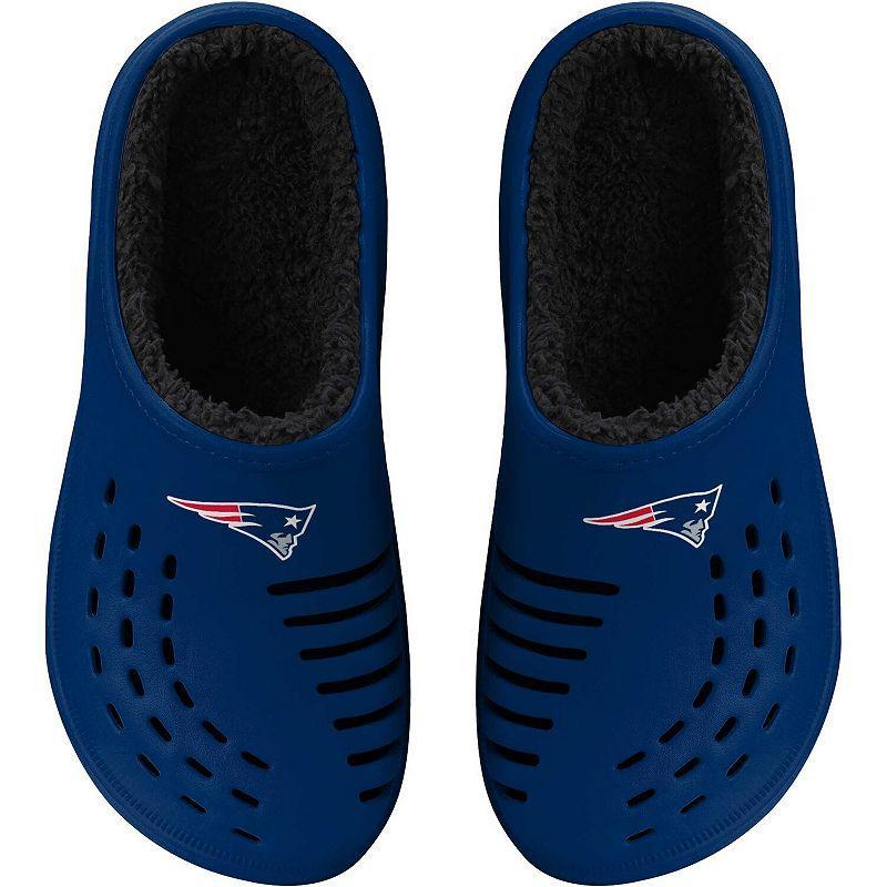 Mens FOCO New England Patriots Big Logo Sherpa-Lined Clog Slippers Blue Product Image