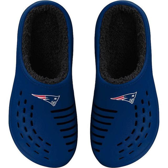 Mens FOCO New England Patriots Big Logo Sherpa-Lined Clog Slippers Blue Product Image