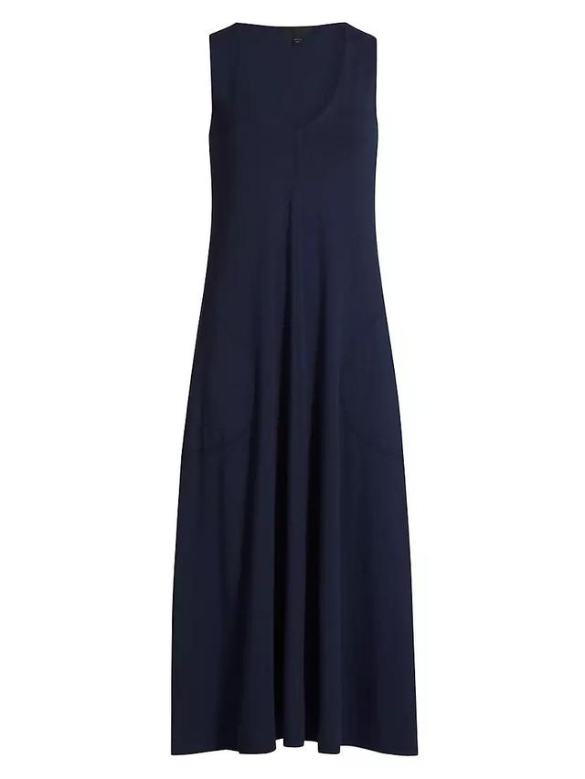 Cotton-Blend V-Neck Midi-Dress Product Image