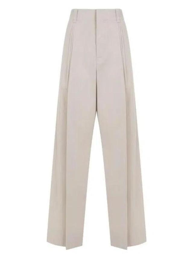 Beige Cotton Silk Pants Product Image