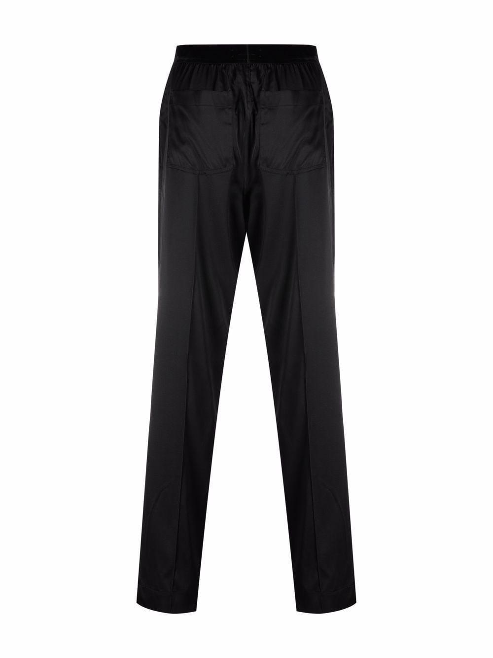 TOM FORD Velvet-trimmed Stretch-silk Pyjama Trousers In Black Product Image