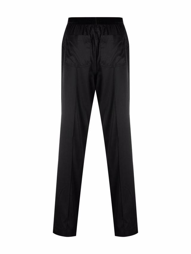 TOM FORD Velvet-trimmed Stretch-silk Pyjama Trousers In Black Product Image