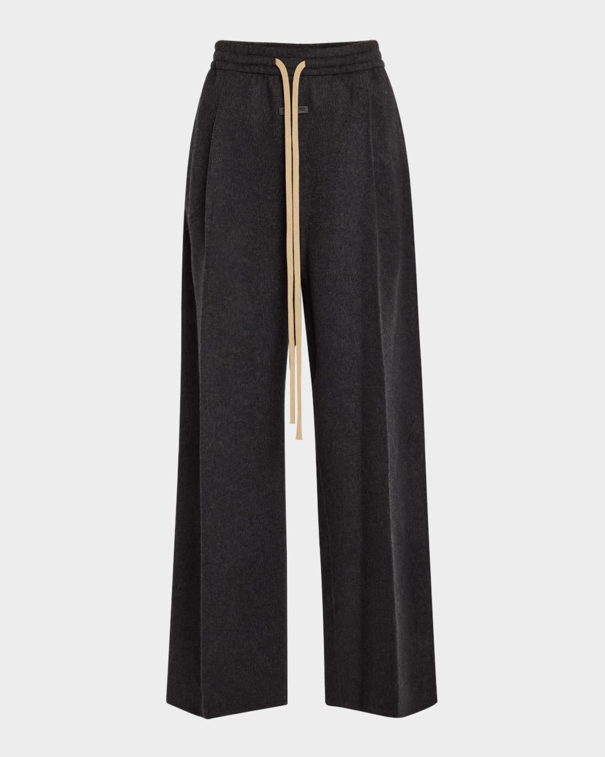 Mens Pleated Wide-Leg Wool Pants Product Image