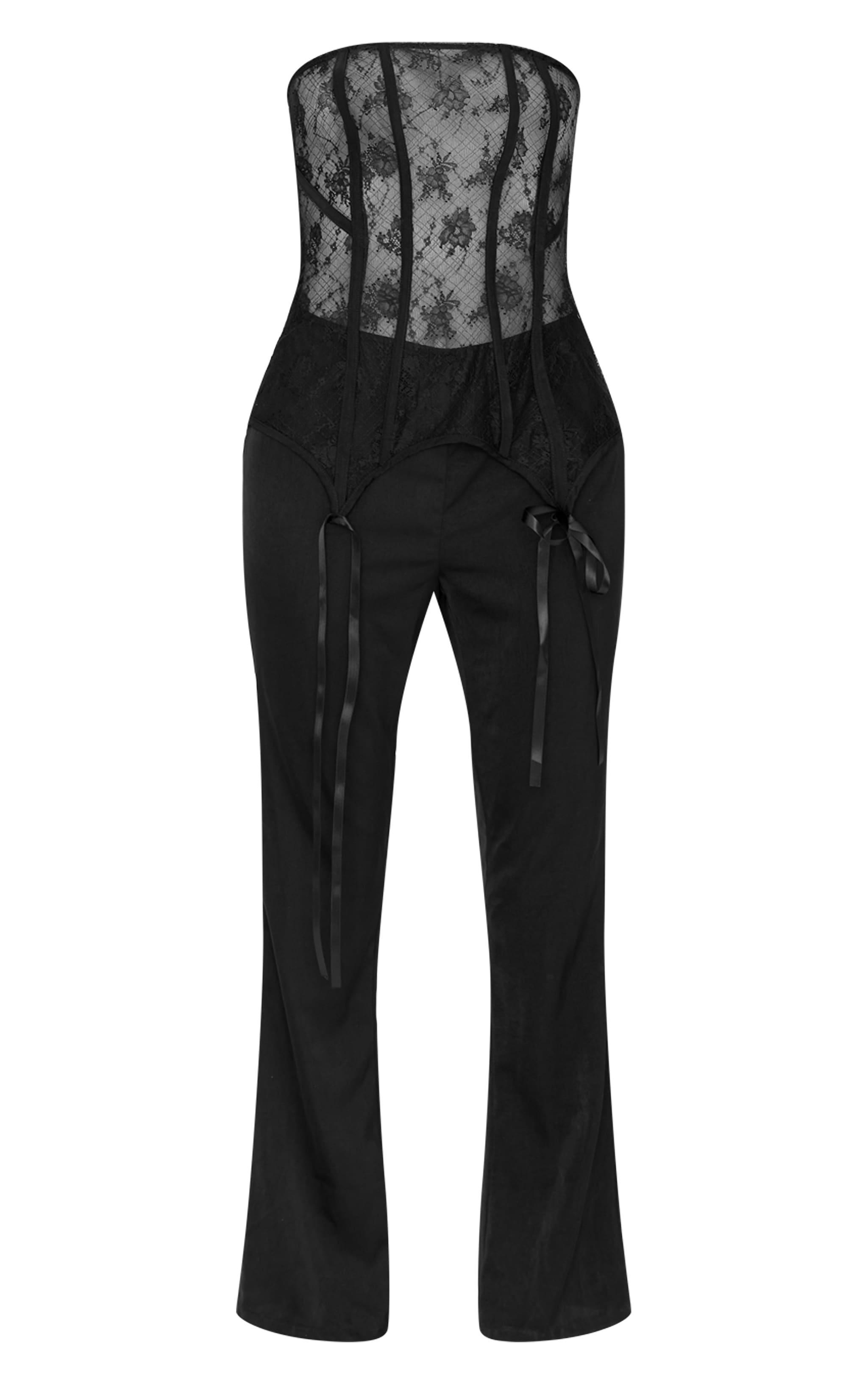  Black Bandeau Lace Corset Jumpsuit Product Image