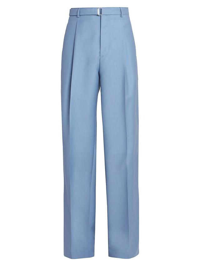 Mens Wide-Leg Wool Trousers Product Image