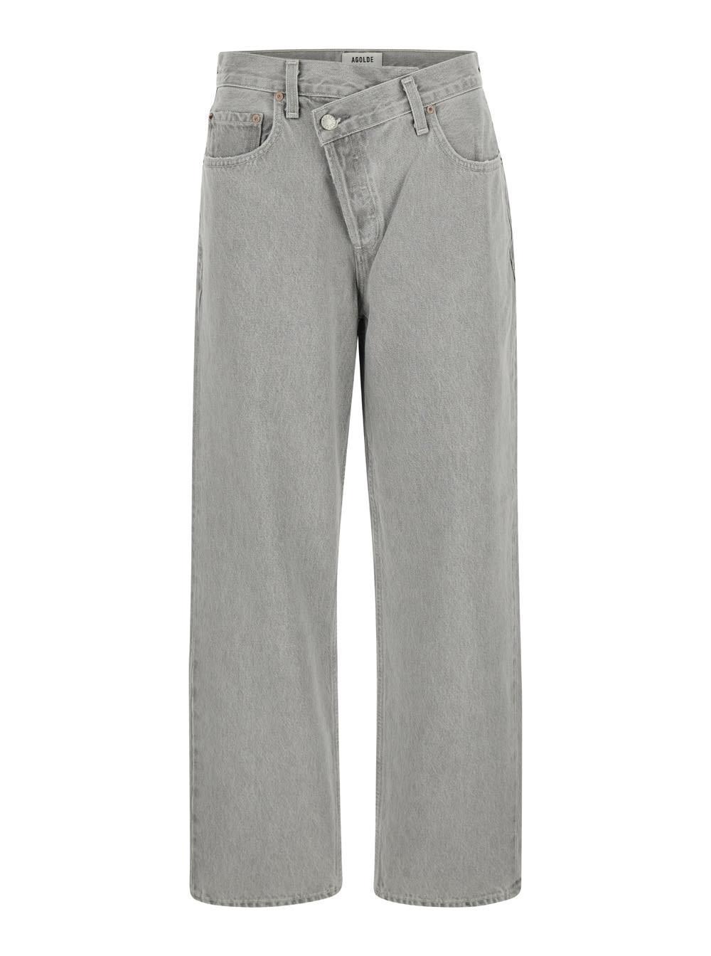 Grey Jeans With Criss Cros Detail In Denim Woman Product Image