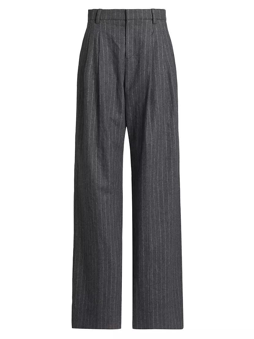 Charles Pinstriped Wool-Blend Wide-Leg Pants Product Image