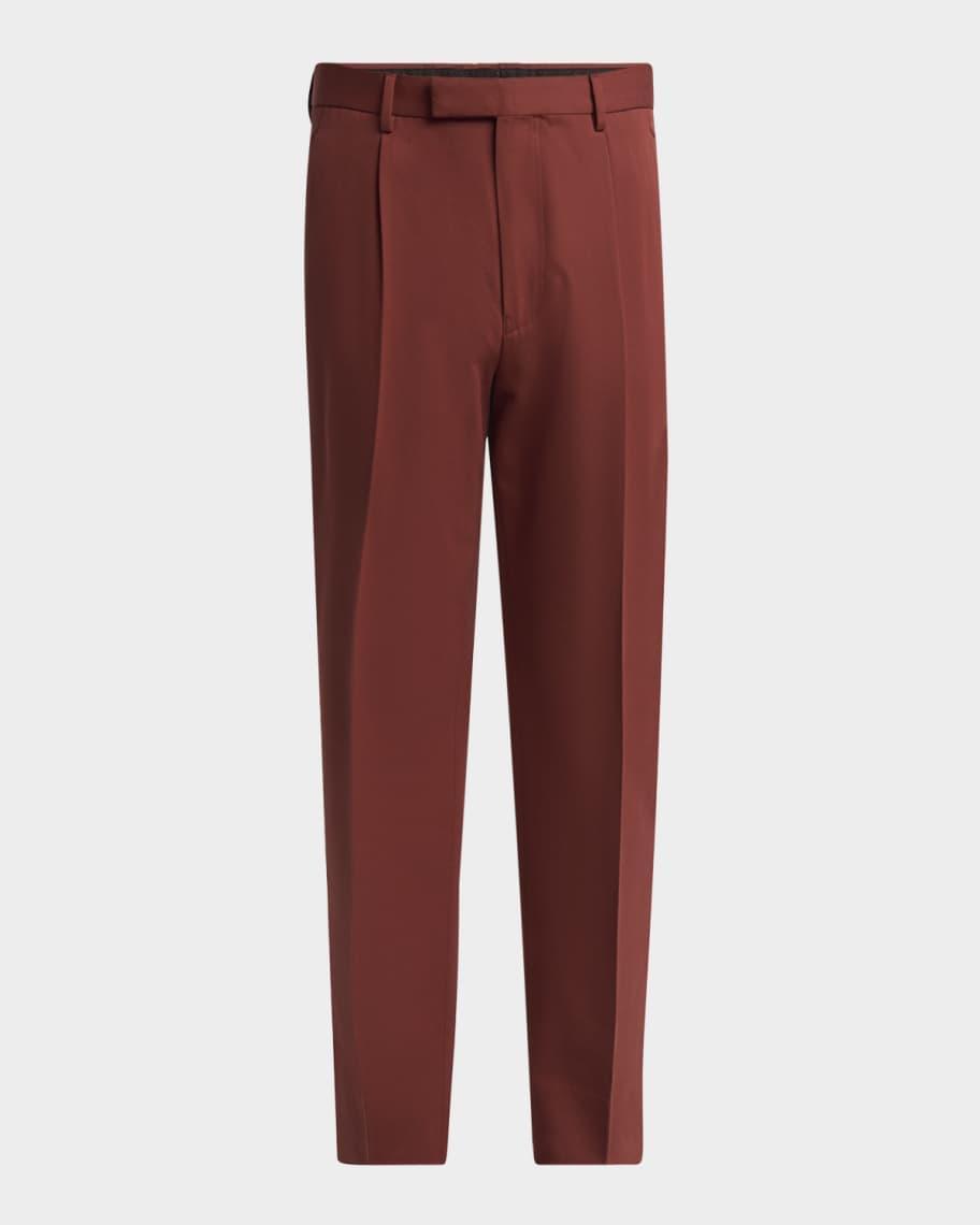 Men's Pleated Cotton-Wool Pants Product Image