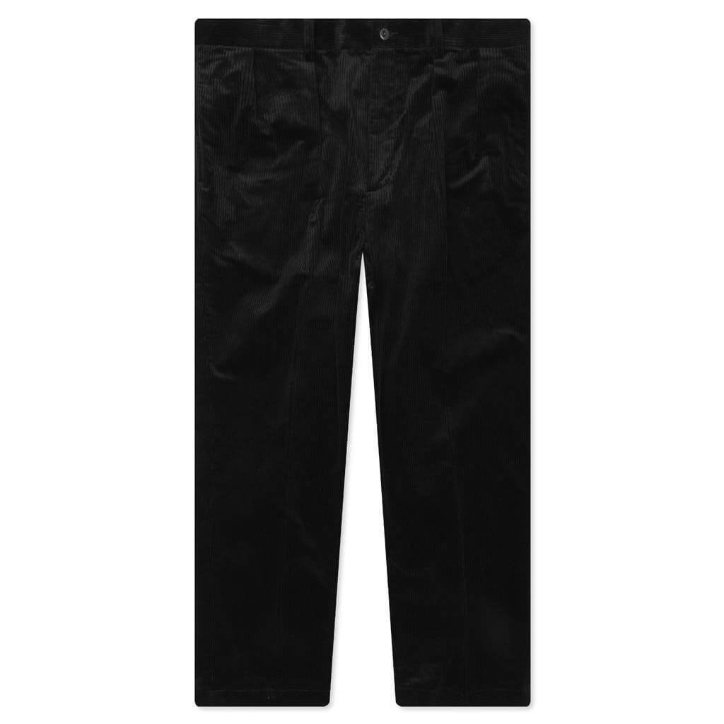 Double Pleated Corduroy Trousers - Black Male Product Image