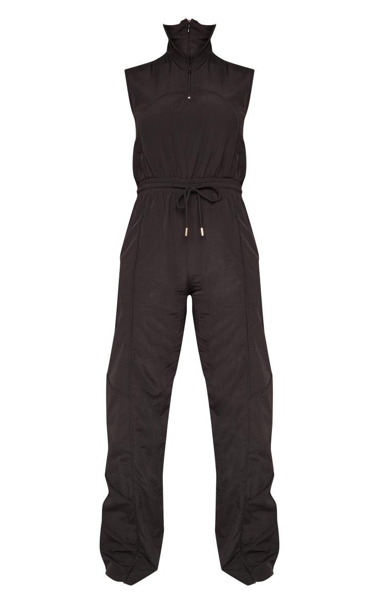 Black Seam Detail Elasticated Zip Up Jumpsuit Product Image