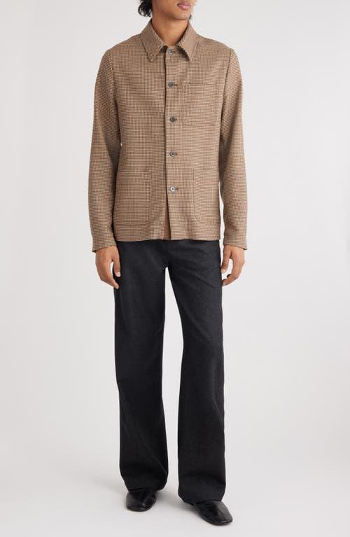 DRIES VAN NOTEN Callop Houndstooth Wool Blend Button-up Shirt In Camel Product Image