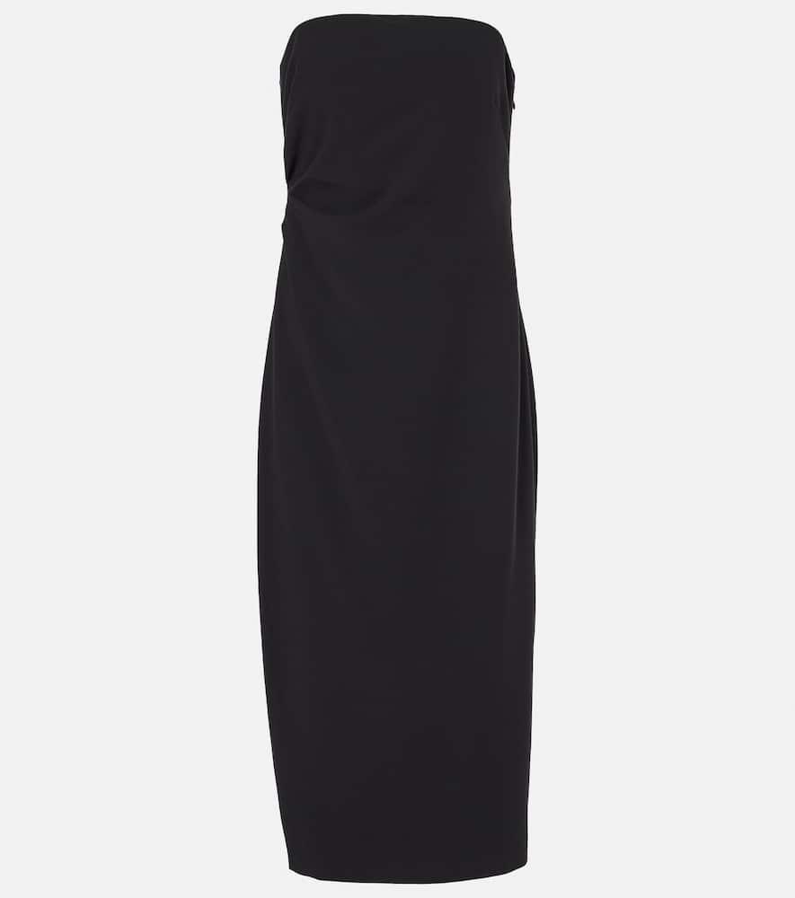 Ruched Strapless Midi Dress In Black Product Image