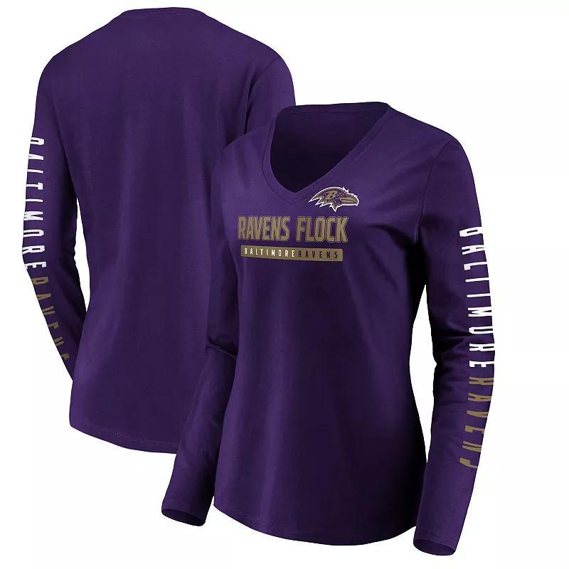 Womens Fanatics Branded Baltimore Ravens Slogan V-Neck Long Sleeve T-Shirt Product Image