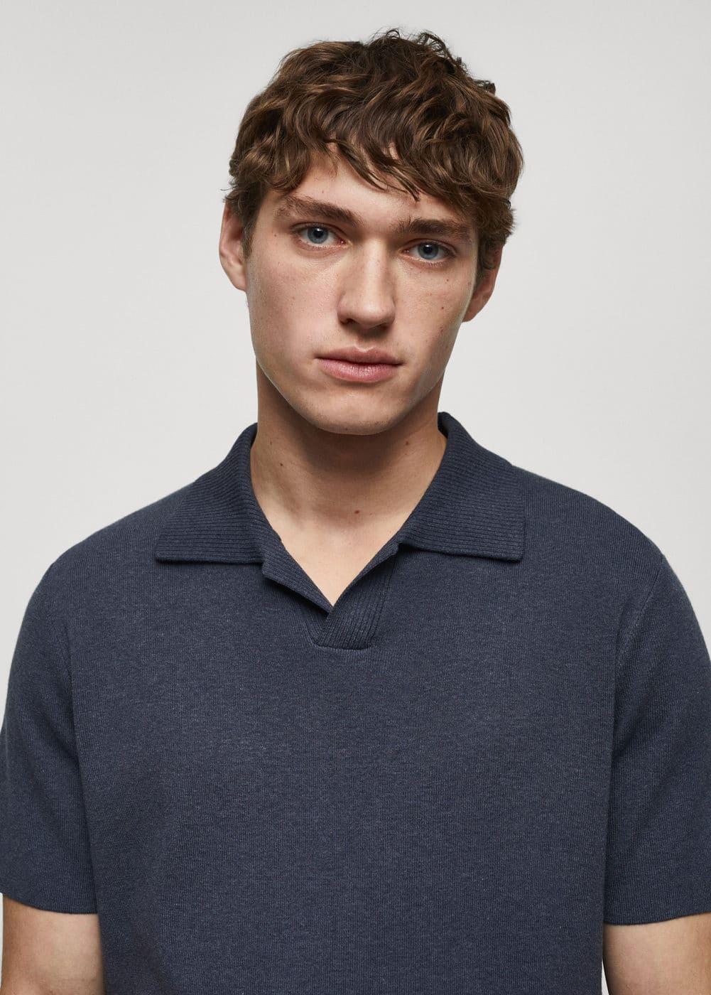 MANGO MAN - Fine knit cotton polo shirt indigo blueMen Product Image