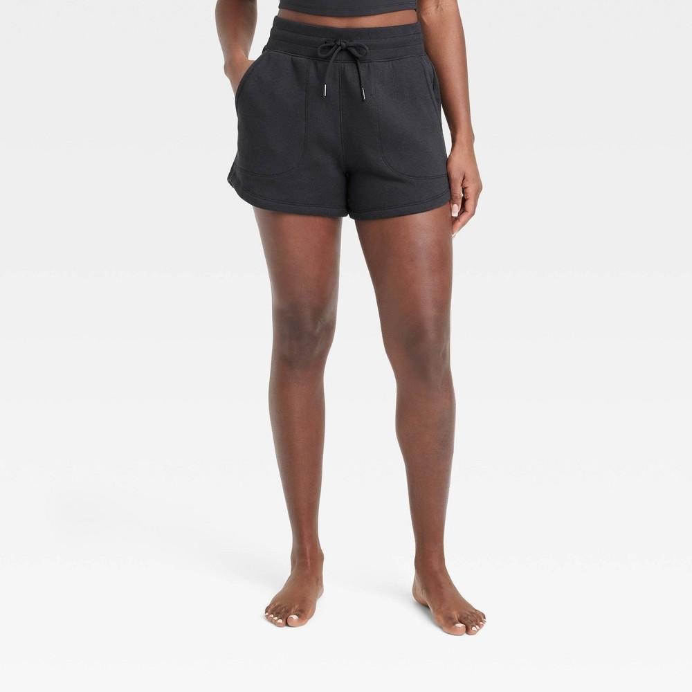 Womens Fleece High-Rise Shorts 3.5 - All In Motion Black XS Product Image