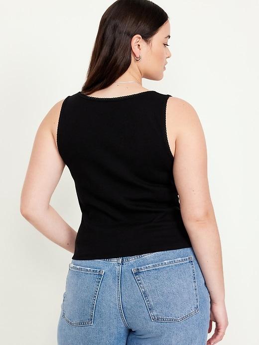 Cinched Rib-Knit Crop Tank Top Product Image