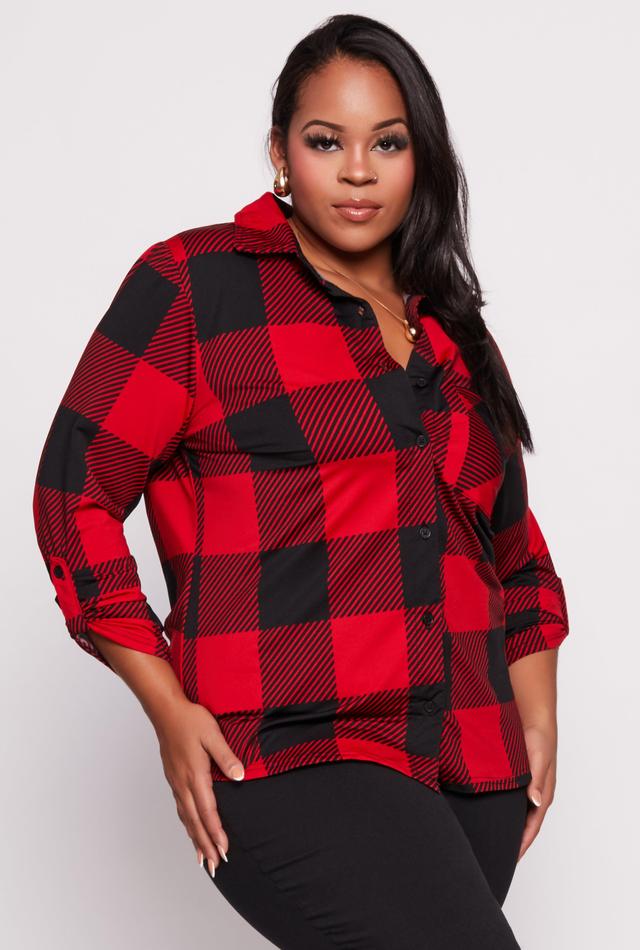 Womens Plus Size Buffalo Plaid Shirt Product Image