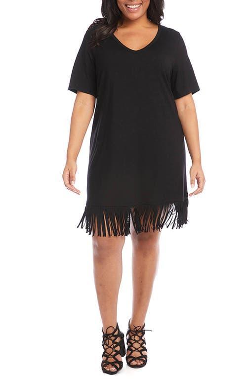 Karen Kane Fringe Trim V-Neck Dress Product Image