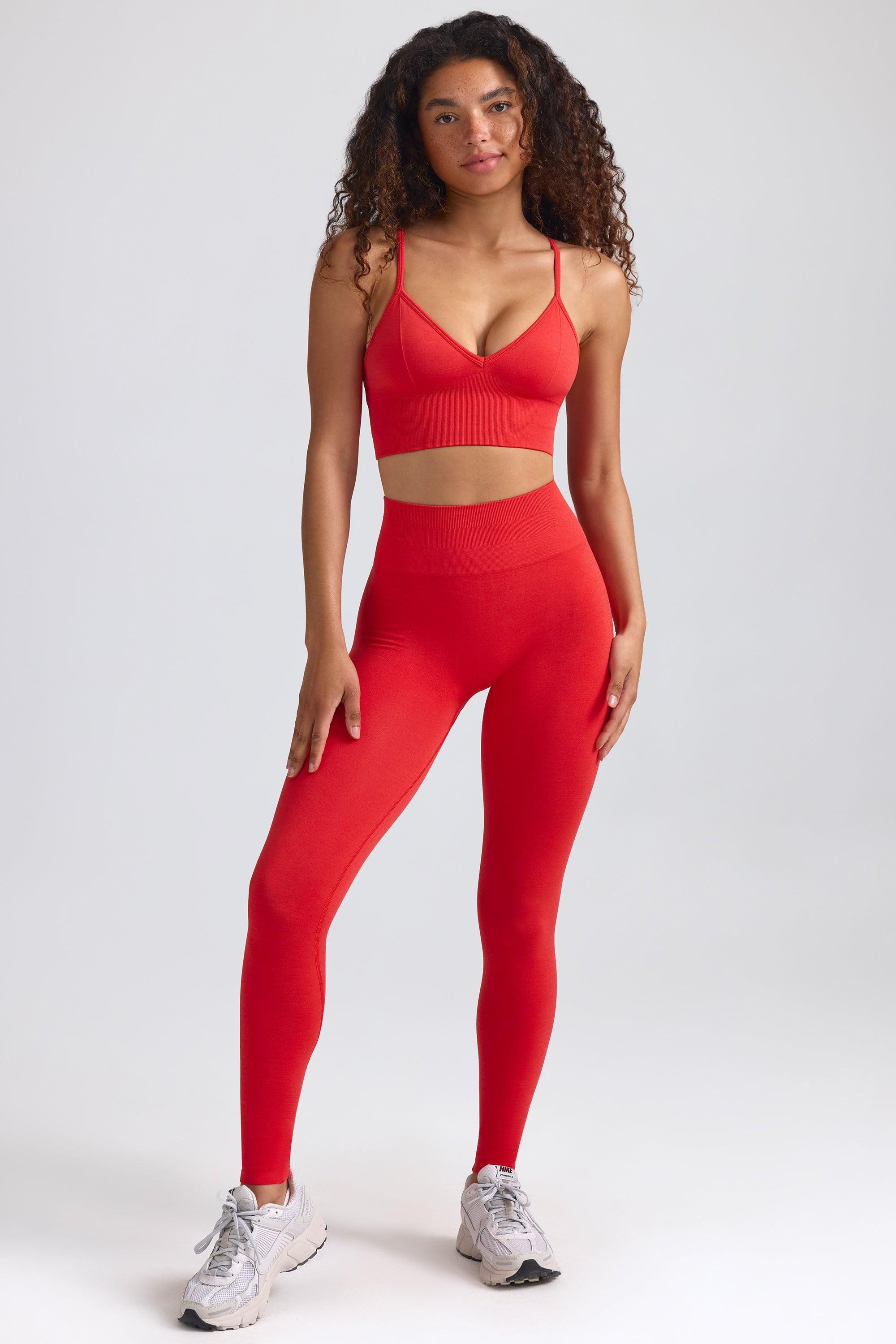 Define Luxe High-Waist Leggings in Poppy Red Female Product Image