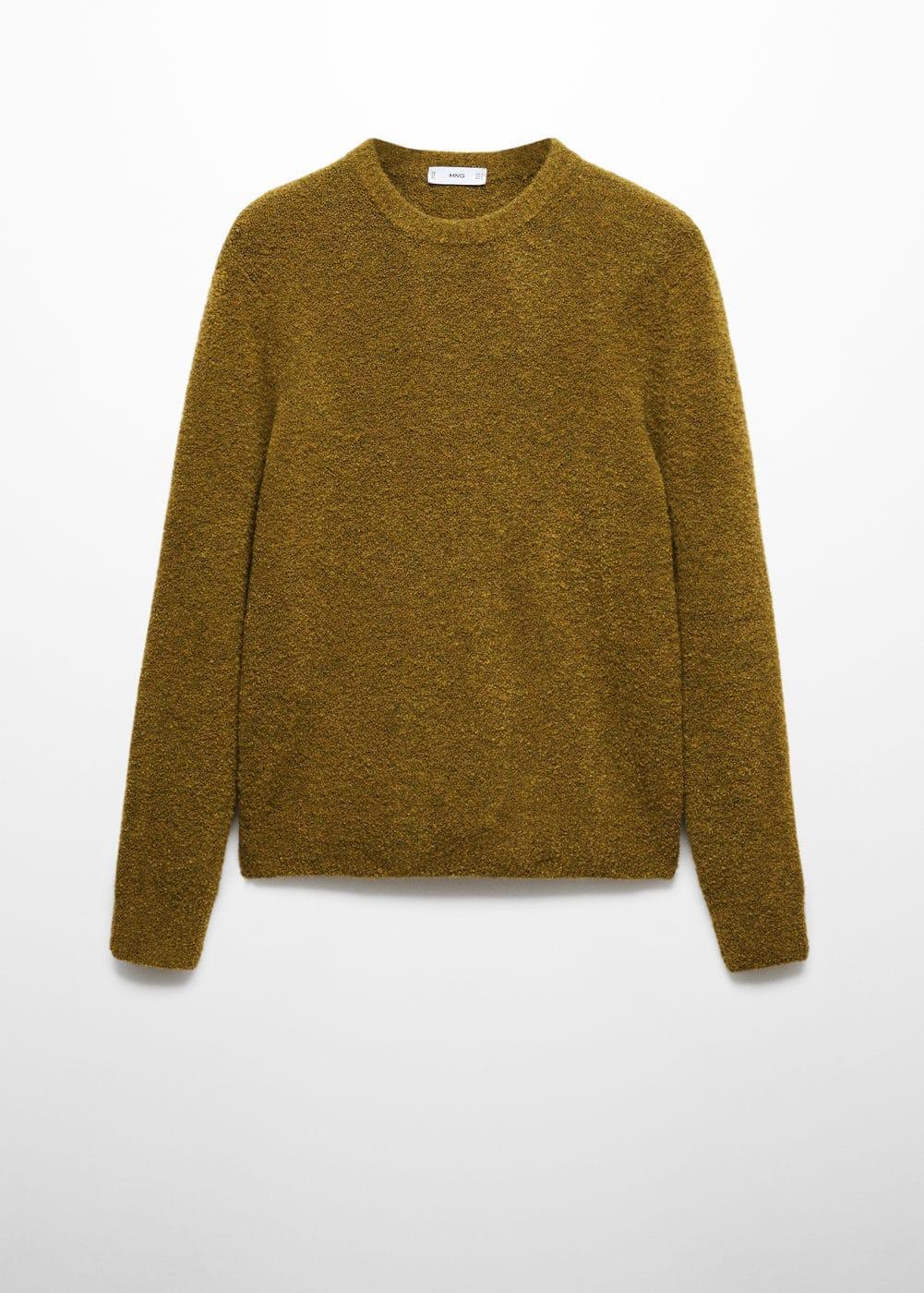 MANGO MAN - Bouclé knit sweater olive greenMen Product Image