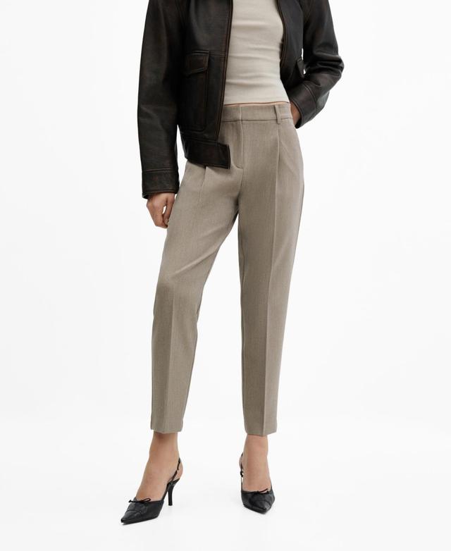 Mango Womens Pleat Straight Trousers Product Image