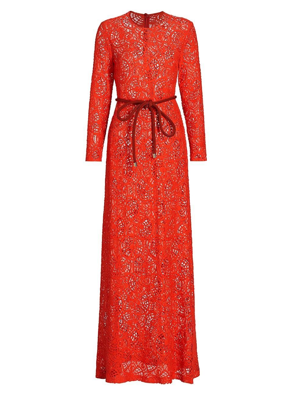 Womens Ida Lace Belted Maxi Dress Product Image