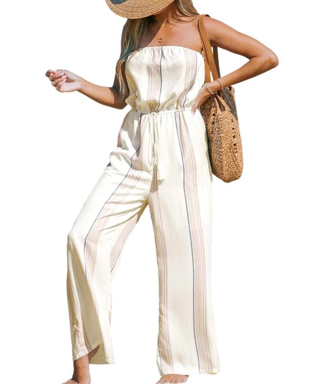 Cupshe Womens Striped Tube Top Wide Leg Jumpsuit Product Image