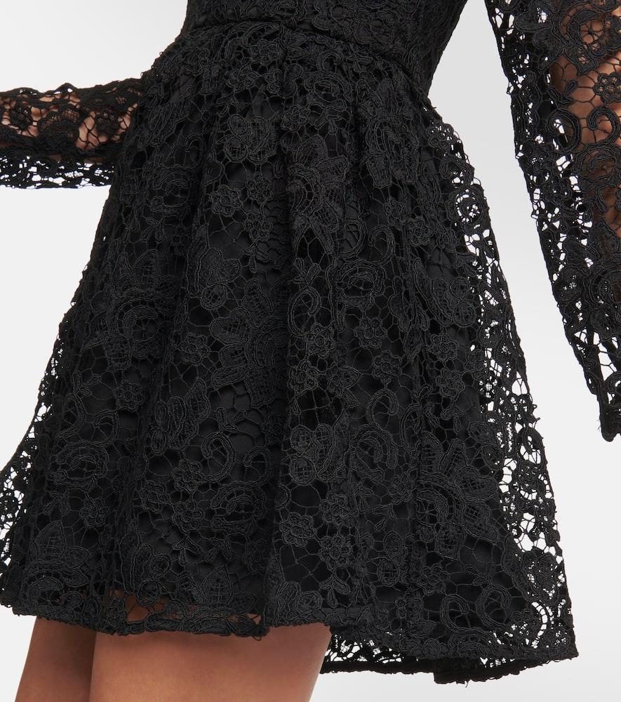 Lace Cutout Tie-neck Mini Dress In Black Product Image