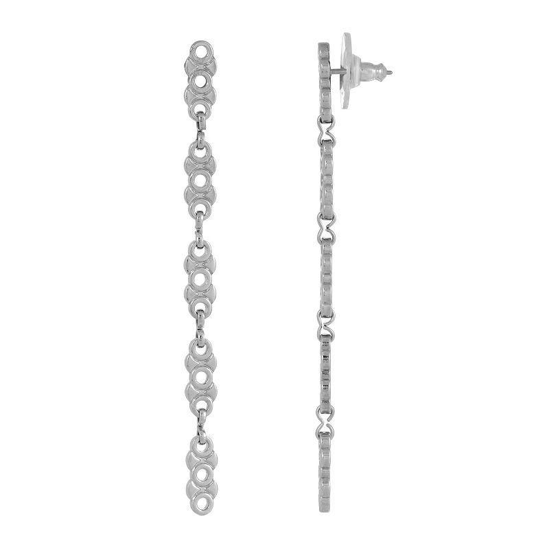 1928 Linear Chain Drop Earrings, Womens, Grey Product Image