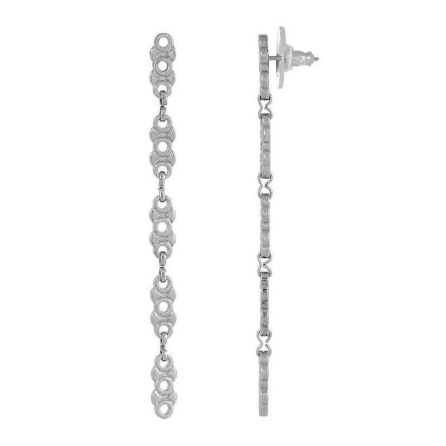 1928 Linear Chain Drop Earrings, Womens, Silver Tone Product Image