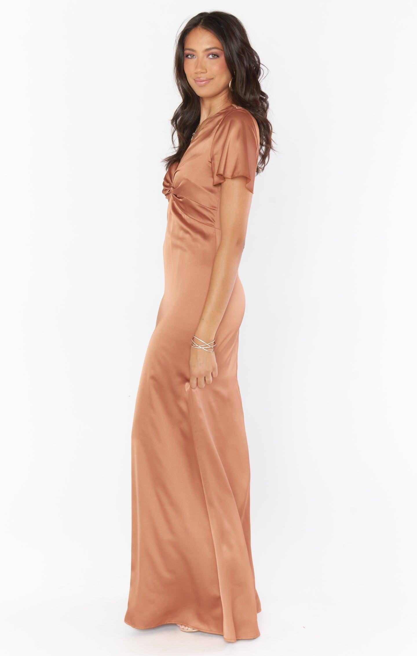 Rome Twist Gown ~ Copper Luxe Satin Product Image