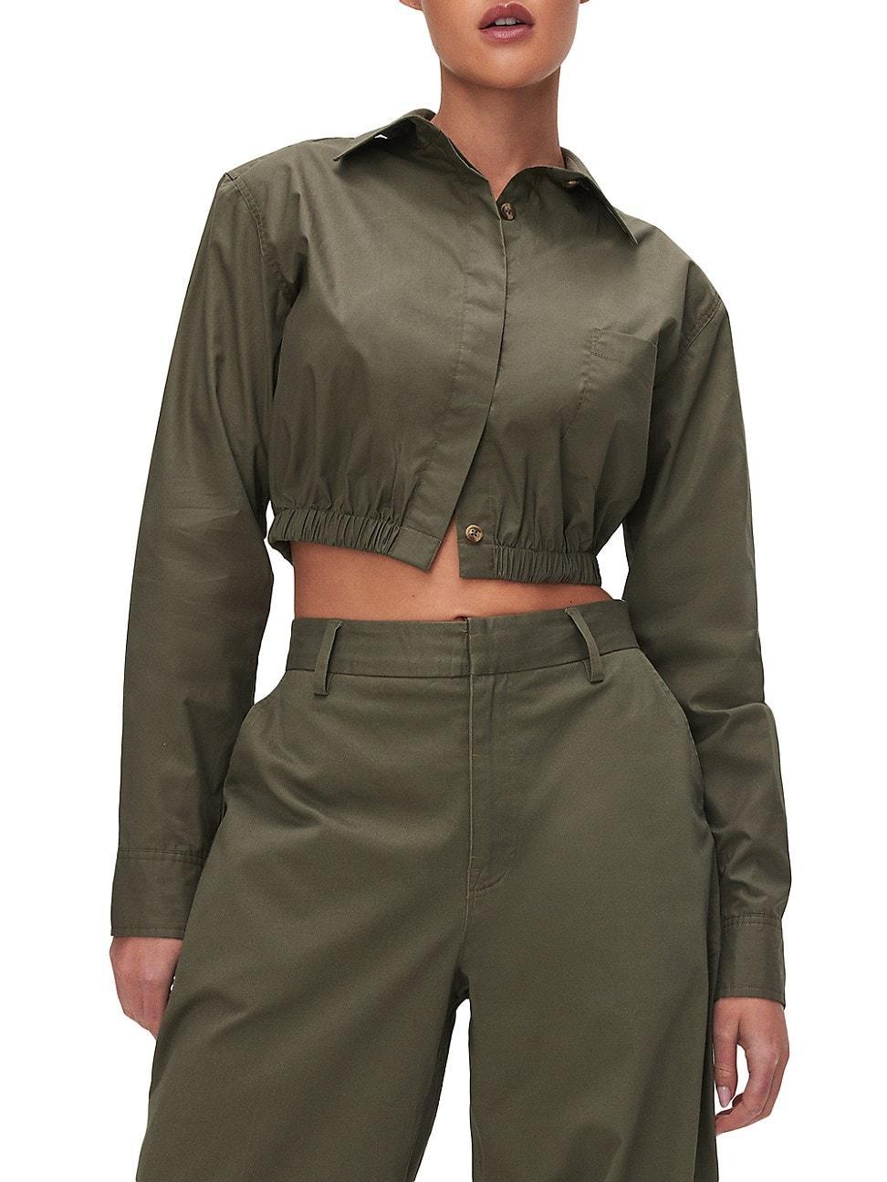 Womens Coated Poplin Cropped Shirt Product Image