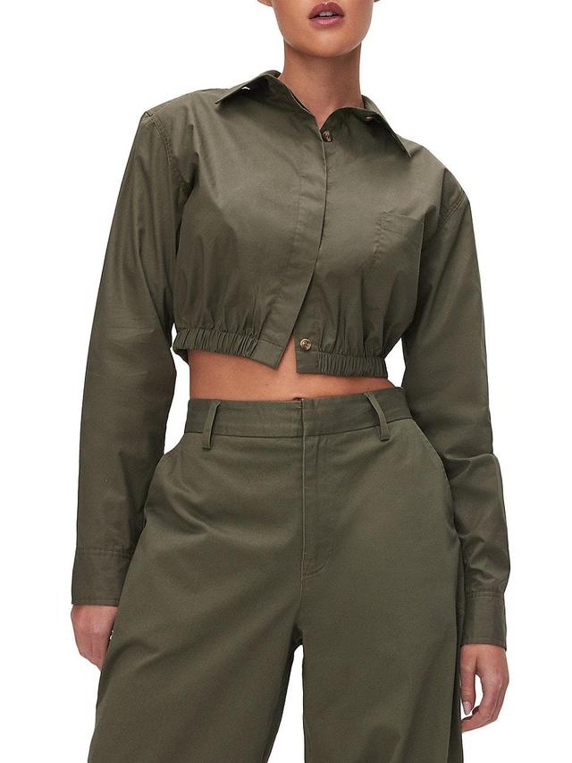 Womens Coated Poplin Cropped Shirt Product Image