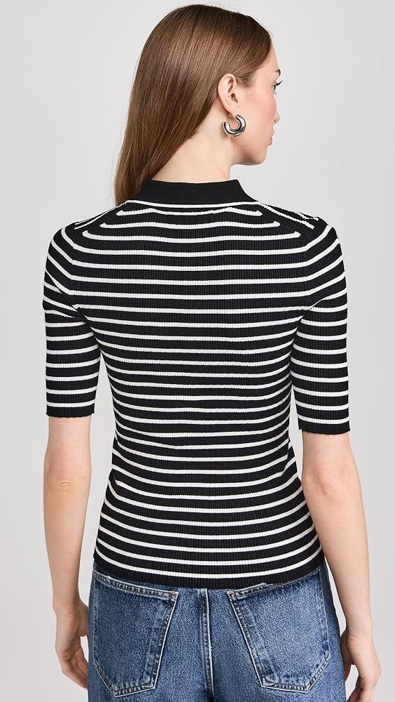 Madewell Stripe Antonia Snowy Short Sleeve Polo Tee | Shopbop Product Image